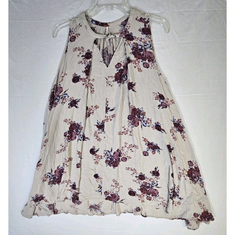 FREE PEOPLE Dress Women's Size Small Cream Tree Swing Tunic Floral Pockets